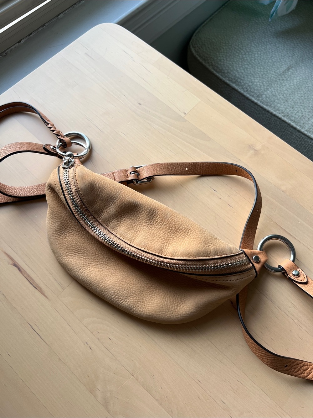 Rebecca Minkoff Leather Crossbody Belt Bag in Tan
